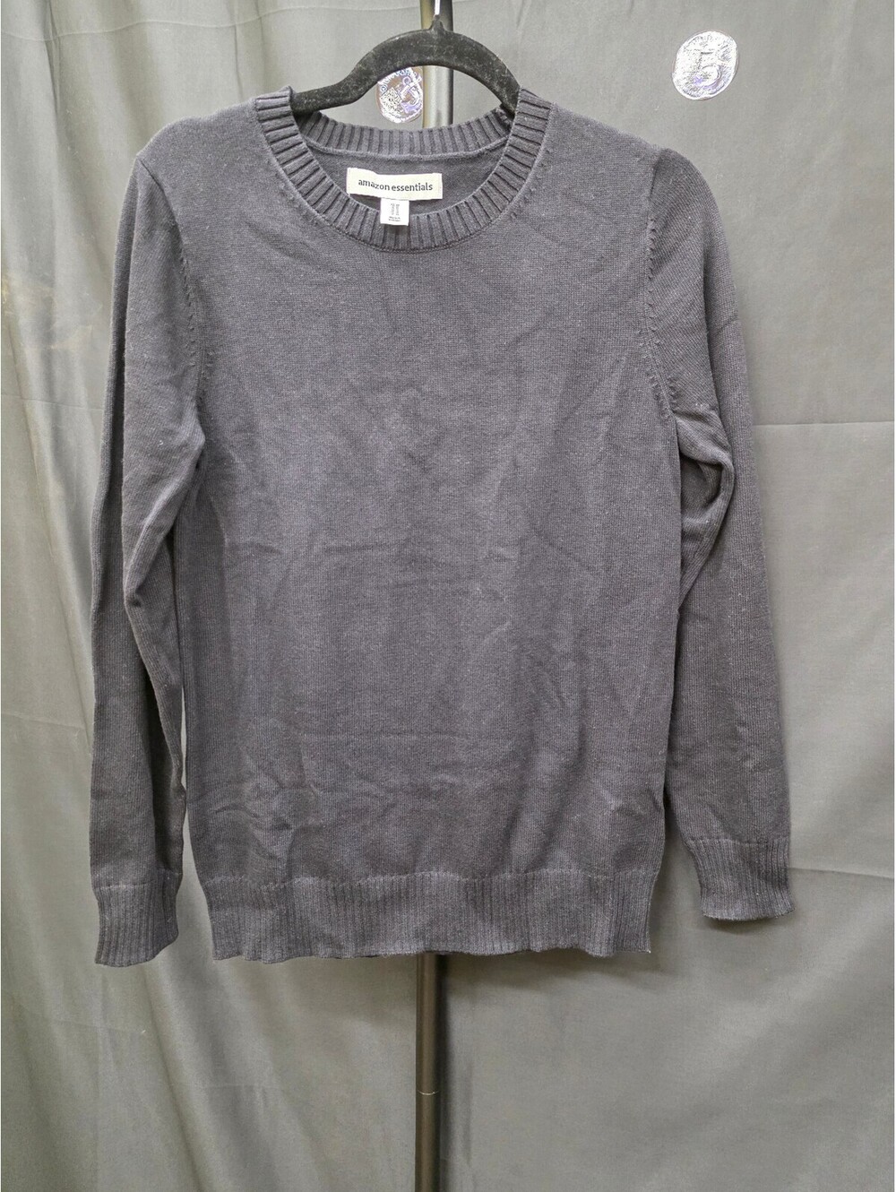 AMAZON ESSENTIALS WOMEN’S 100% COTTON CREWNECK SWEATER BLACK SIZE M